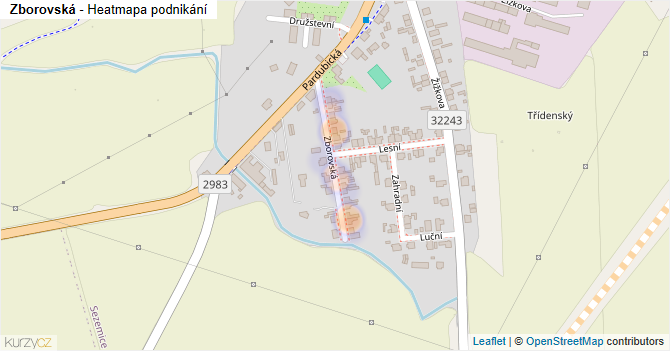 Zborovská - mapa podnikání