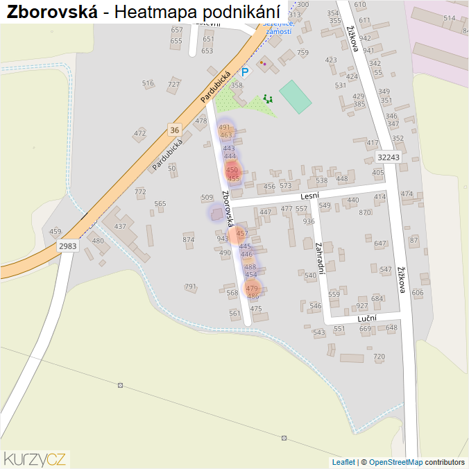 Mapa Zborovská - Firmy v ulici.