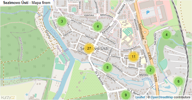 Sezimovo Ústí - mapa firem