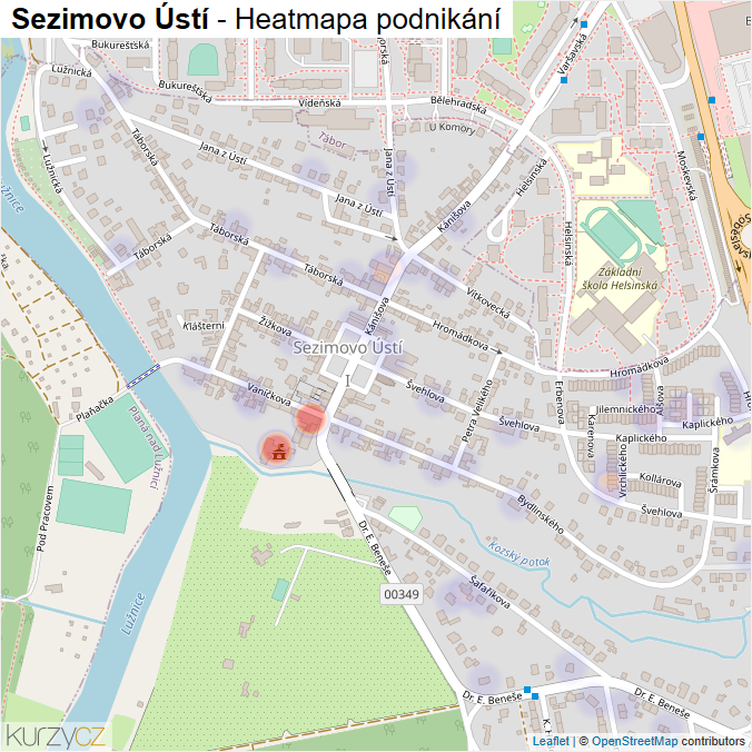 Mapa Sezimovo Ústí - Firmy v obci.