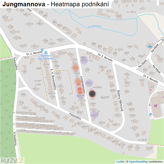 Mapa Jungmannova - Firmy v ulici.