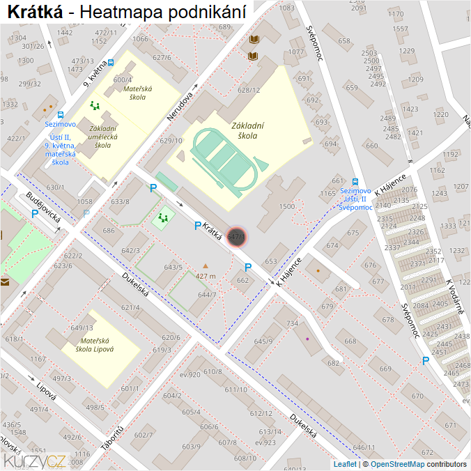 Mapa Krátká - Firmy v ulici.