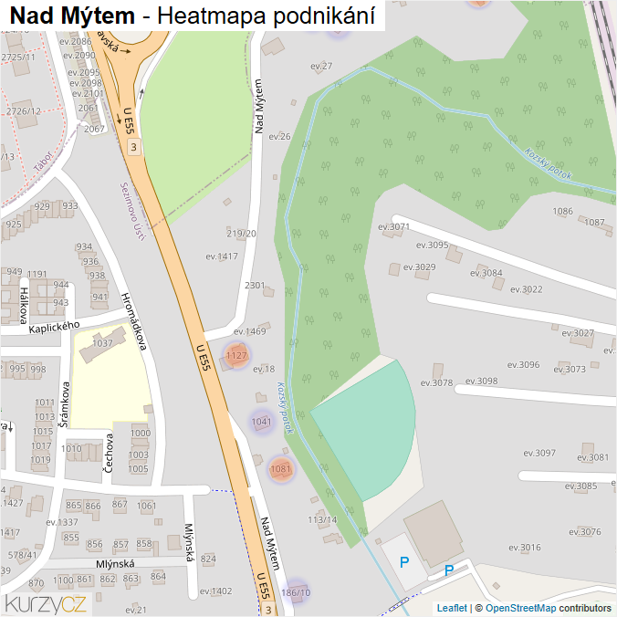 Mapa Nad Mýtem - Firmy v ulici.