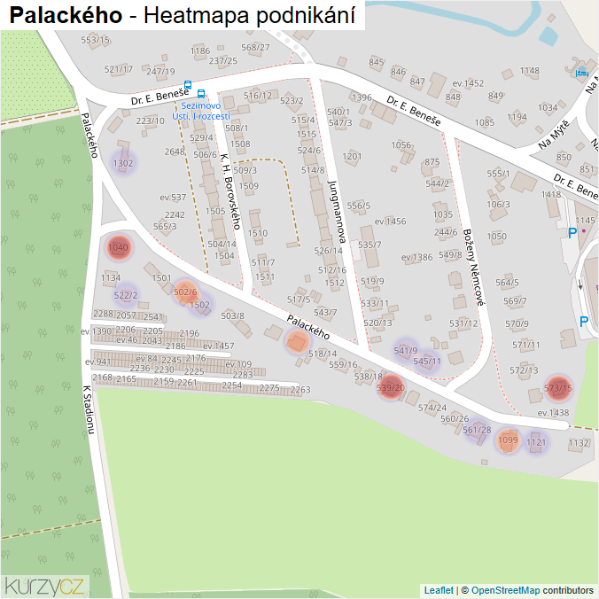 Mapa Palackého - Firmy v ulici.