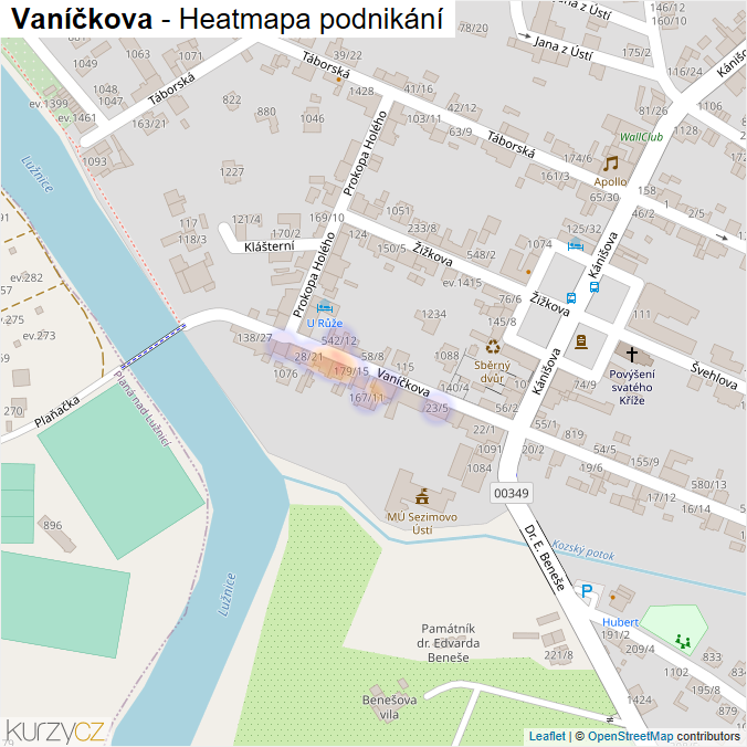 Mapa Vaníčkova - Firmy v ulici.