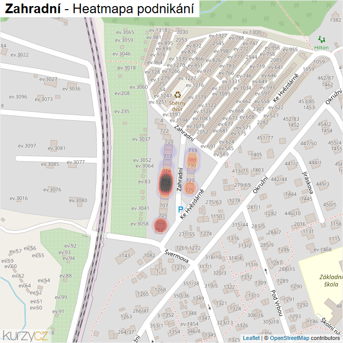 Mapa Zahradní - Firmy v ulici.