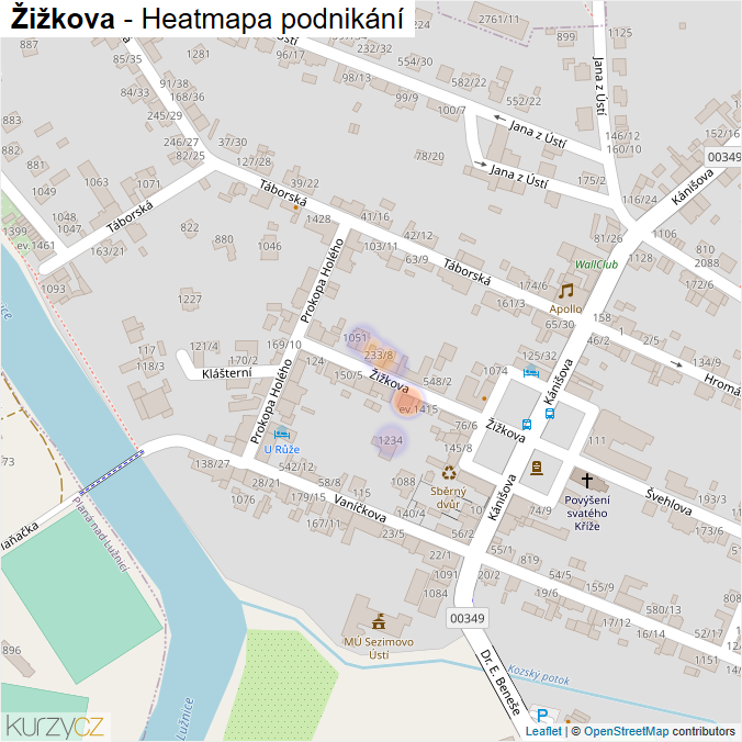Mapa Žižkova - Firmy v ulici.