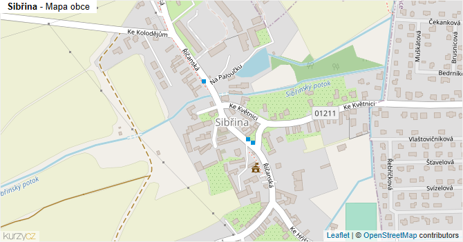 Sibřina - mapa obce
