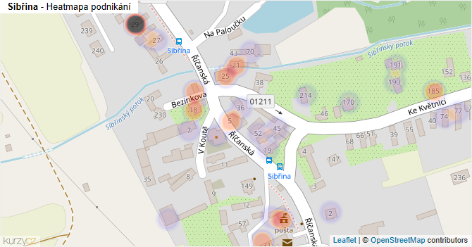 Sibřina - mapa podnikání