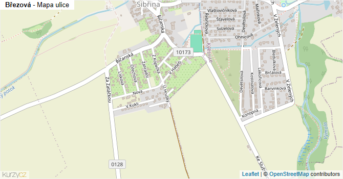 Březová - mapa ulice