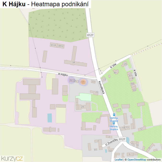 Mapa K Hájku - Firmy v ulici.
