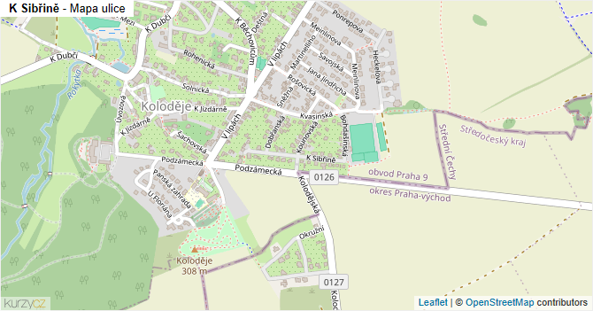 K Sibřině - mapa ulice
