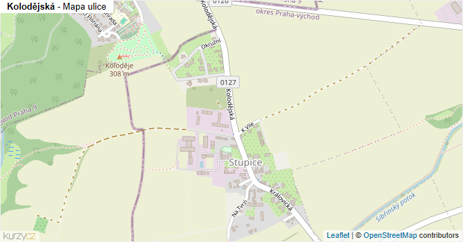 Kolodějská - mapa ulice