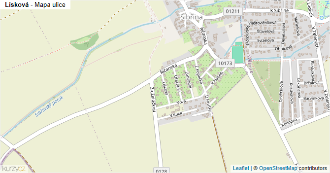 Lísková - mapa ulice