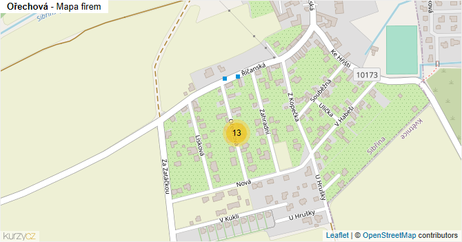 Ořechová - mapa firem