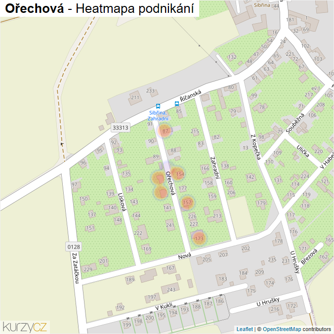 Mapa Ořechová - Firmy v ulici.