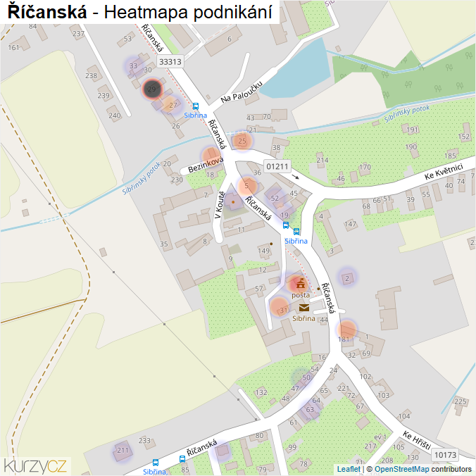 Mapa Říčanská - Firmy v ulici.