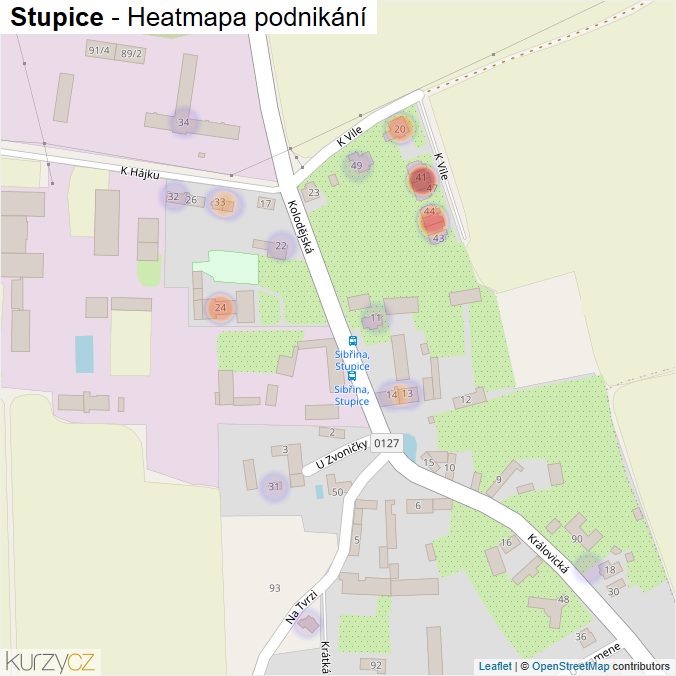Mapa Stupice - Firmy v části obce.