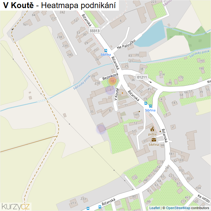Mapa V Koutě - Firmy v ulici.