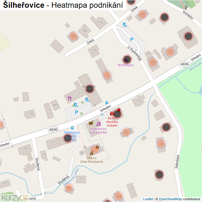 Mapa Šilheřovice - Firmy v obci.