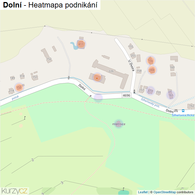 Mapa Dolní - Firmy v ulici.