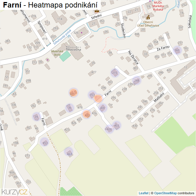 Mapa Farní - Firmy v ulici.