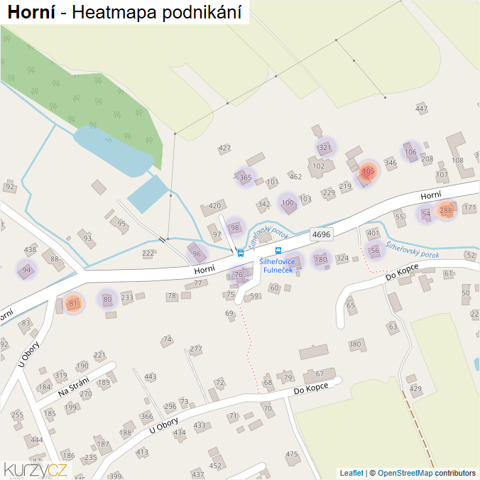 Mapa Horní - Firmy v ulici.