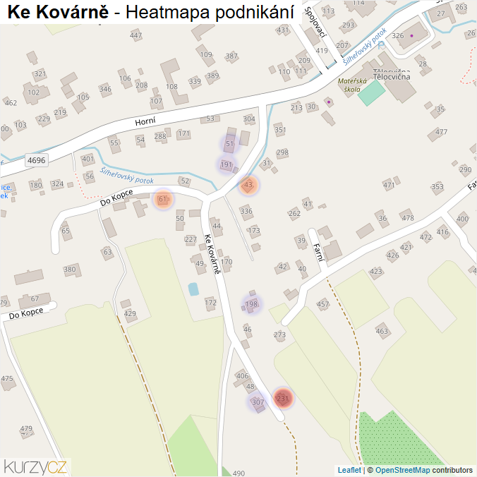 Mapa Ke Kovárně - Firmy v ulici.