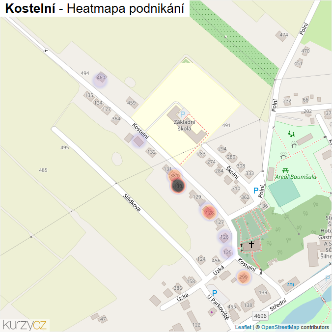 Mapa Kostelní - Firmy v ulici.