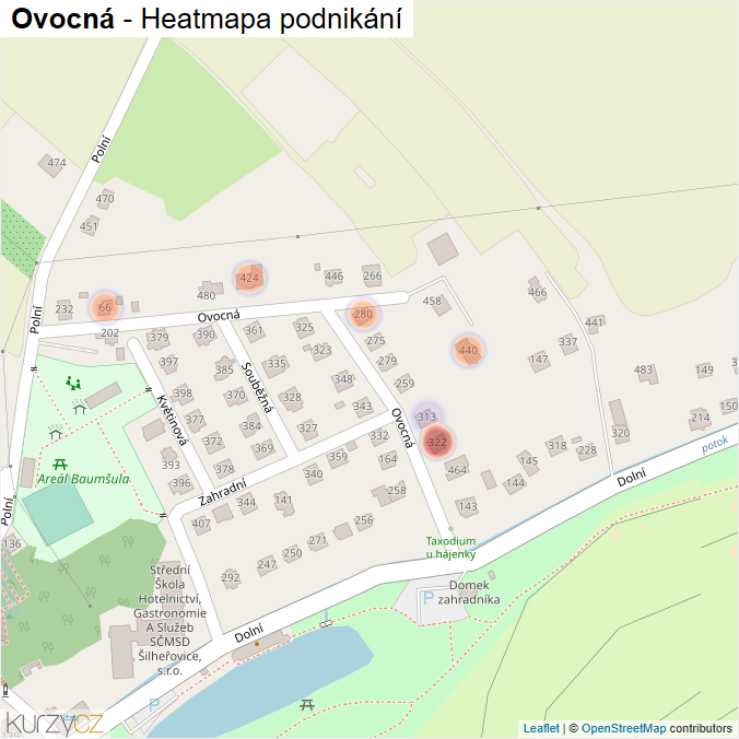 Mapa Ovocná - Firmy v ulici.