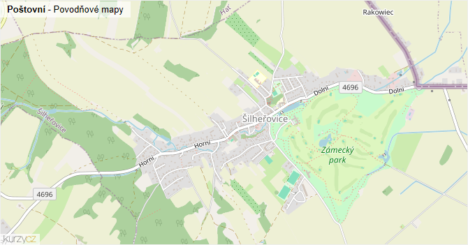 Poštovní - záplavové mapy stoleté vody