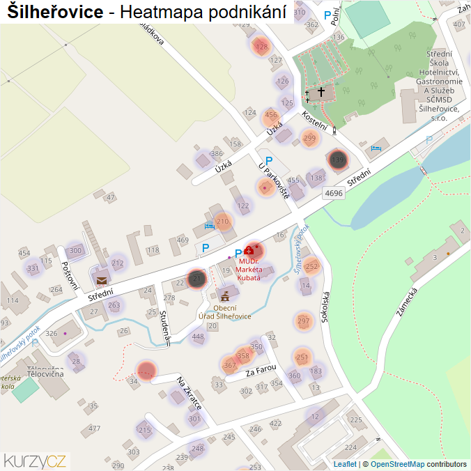 Mapa Šilheřovice - Firmy v části obce.