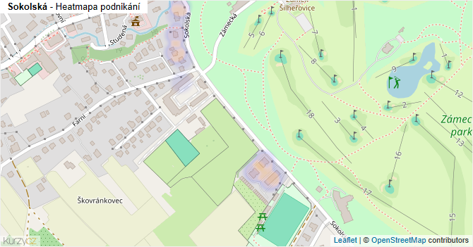 Sokolská - mapa podnikání