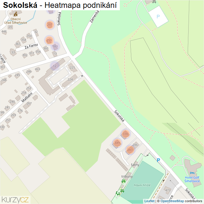 Mapa Sokolská - Firmy v ulici.