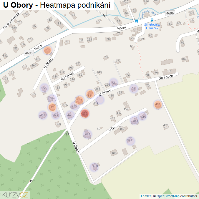 Mapa U Obory - Firmy v ulici.