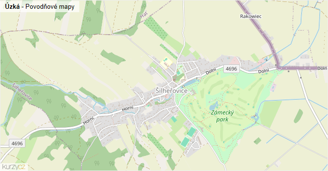 Úzká - záplavové mapy stoleté vody