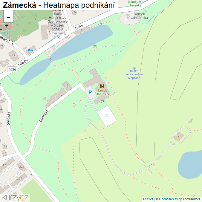 Mapa Zámecká - Firmy v ulici.