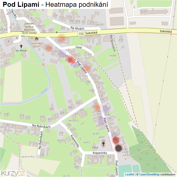 Mapa Pod Lipami - Firmy v ulici.