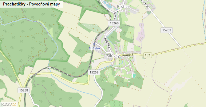 Prachatičky - záplavové mapy stoleté vody