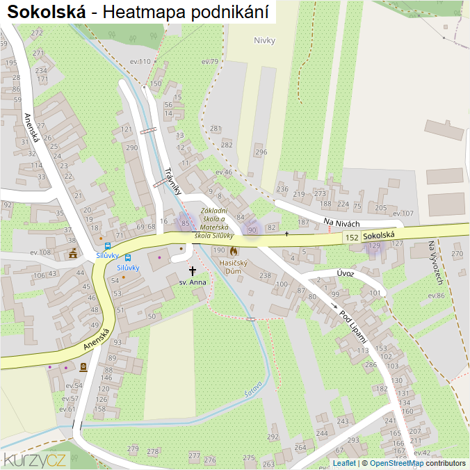 Mapa Sokolská - Firmy v ulici.