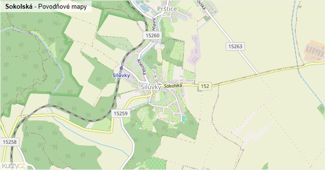 Sokolská - záplavové mapy stoleté vody