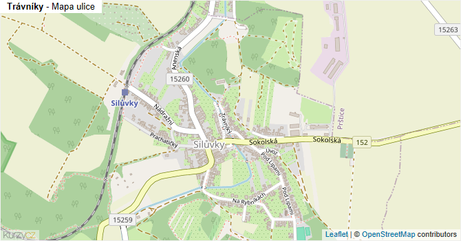 Trávníky - mapa ulice