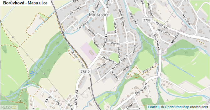 Borůvková - mapa ulice