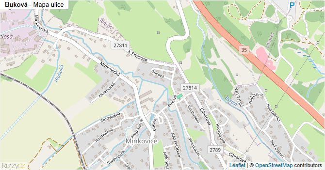 Buková - mapa ulice