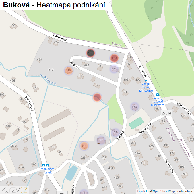 Mapa Buková - Firmy v ulici.