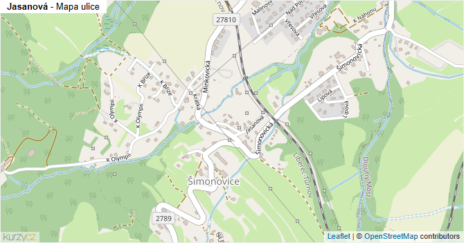 Jasanová - mapa ulice