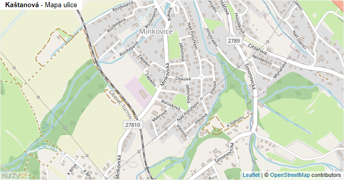 Kaštanová - mapa ulice