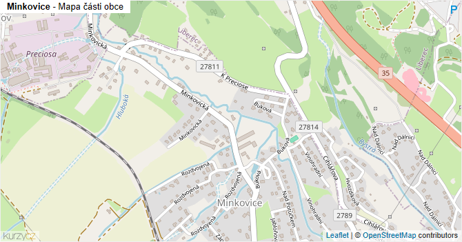 Minkovice - mapa části obce