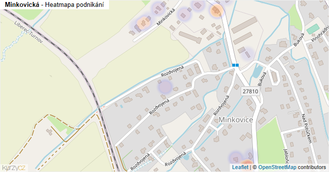 Minkovická - mapa podnikání