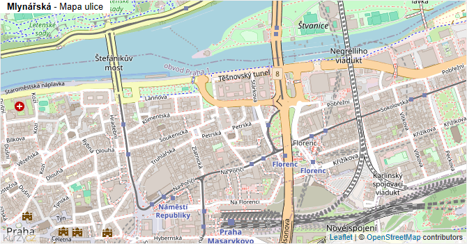 Mlynářská - mapa ulice